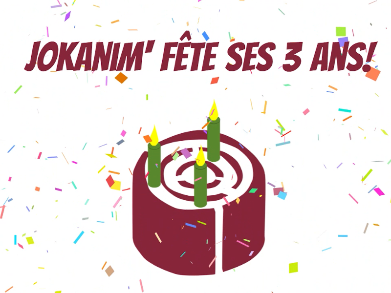 Jokanim' fête ses 3 années - Logo de Jokanim' transformé en gâteau et bougies